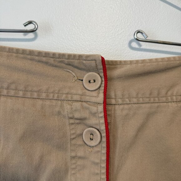 Khaki Button-Front Skirt With Red Trim By D.F.A. New York Size 14 - Picture 3 of 8